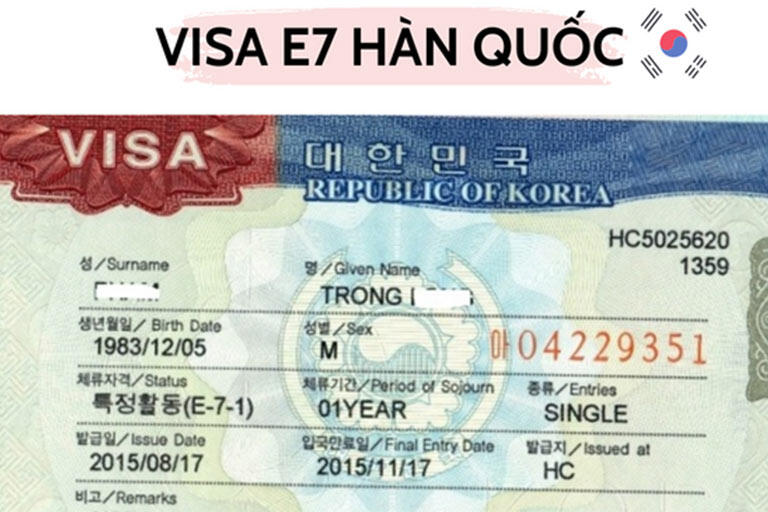 Visa E7 bao gồm 4 loại E7-1,2,3,4