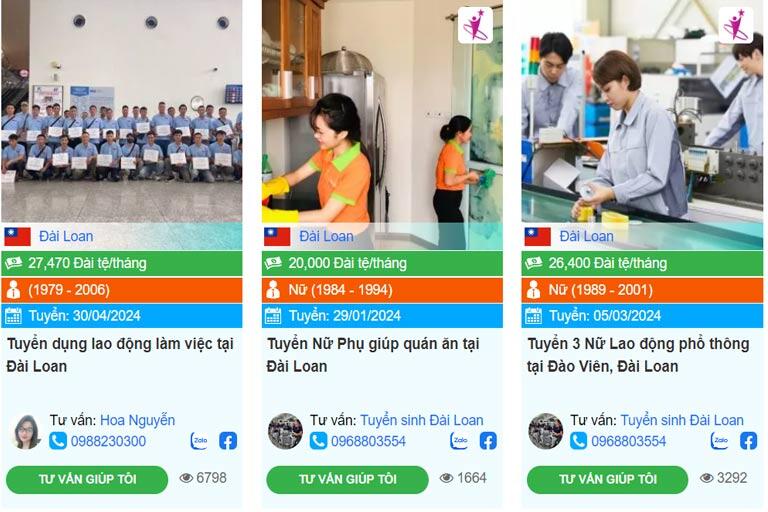 Các đơn hàng giúp việc gia đình Đài Loan được cập nhật liên tục trên Sàn xuất khẩu lao động