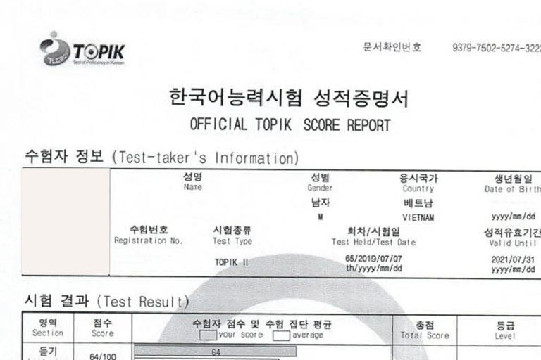 Ứng viên cần có chứng chỉ Topik 2 tiếng Hàn trước khi xin visa E7-1