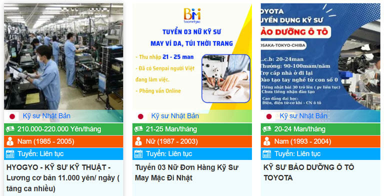 Các đơn hàng kỹ sư Nhật Bản mới cập nhật trên Sàn xuất khẩu lao động. Com
