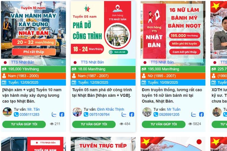 Rất nhiều đơn hàng Nhật Bản được cập nhật liên tục trên Sàn 