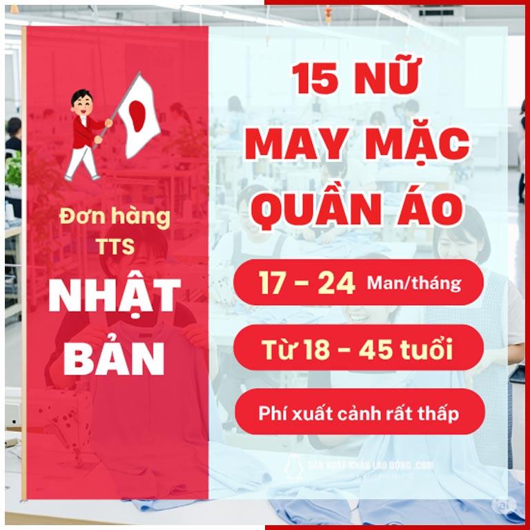 Tuyển 15 nữ từ 18 - 45 tuổi làm may quần áo, phí đi thấp