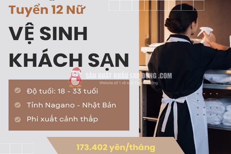 Tuyển 12 nữ đơn hàng vệ sinh khách sạn