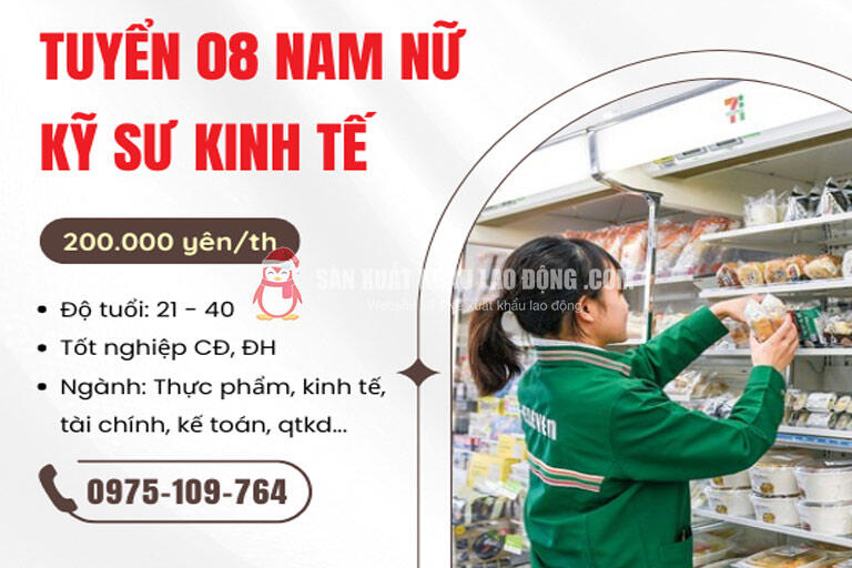 Tuyển 08 Nam/Nữ Kỹ sư Kinh tế làm Nhà hàng tại Toyama