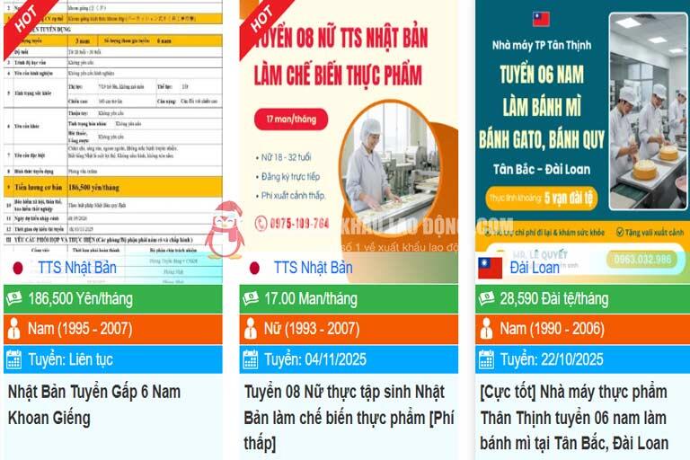 Các đơn hàng xklđ Nhật Bản được cập nhật liên tục trên Sàn XKLĐ