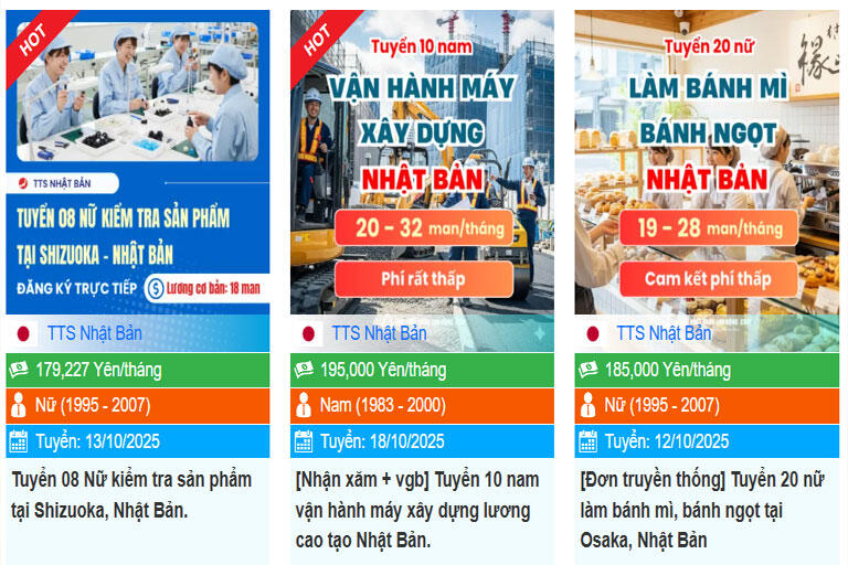 Các đơn hàng Nhật Bản liên tục được cập nhật trên sàn