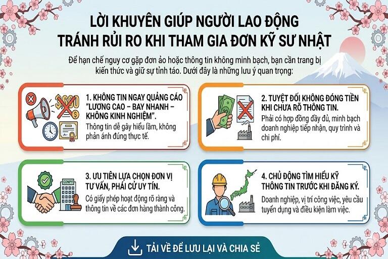 Lời khuy&ecirc;n gi&uacute;p người lao động tr&aacute;nh rủi ro khi tham gia đơn kỹ sư Nhật&nbsp;