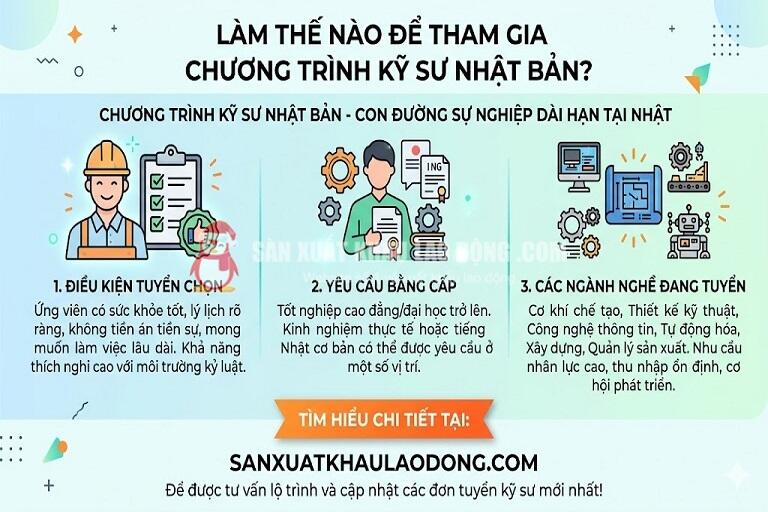 Điều kiện tham gia chương tr&igrave;nh kỹ sư Nhật Bản